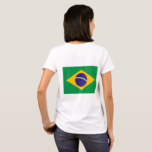 女性のフリースジップジョガーとブラジル国旗 Tシャツ (裏面フル)