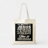 女性のフルート奏者のためのクリスチャン・フルート奏者のギフト トートバッグ (裏面)