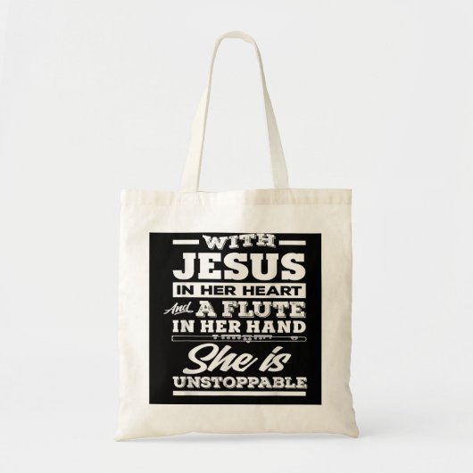 女性のフルート奏者のためのクリスチャン・フルート奏者のギフト トートバッグ (正面)