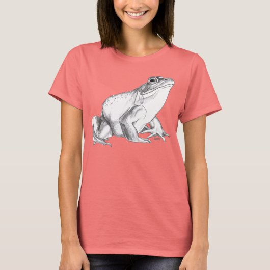 女性のフロッグシャツブルフロッグアートTシャツ&ギフト Tシャツ (正面)