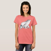 女性のフロッグシャツブルフロッグアートTシャツ&ギフト Tシャツ (正面フル)