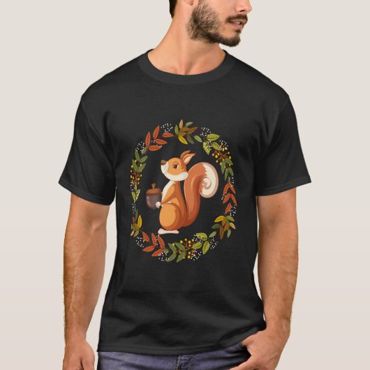 女性のフローラサークルリス野生動物グラフィック Tシャツ (正面)