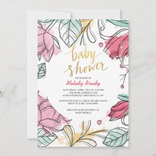 女性のフローラ招待状 招待状 (正面)