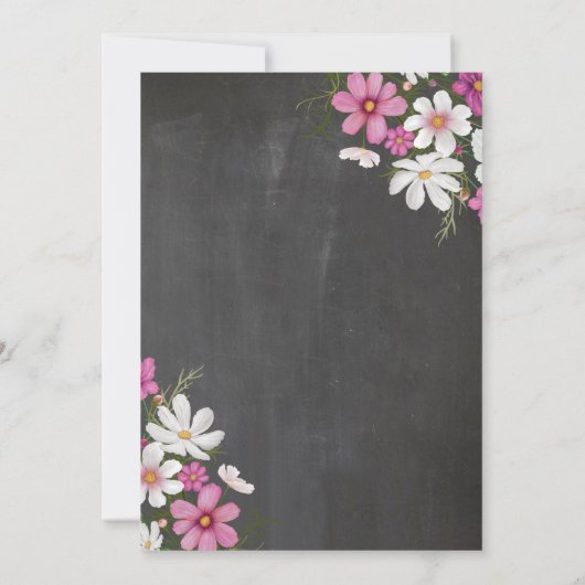 女性のフローラ退職夕食パーティーピンク 招待状 (裏面)