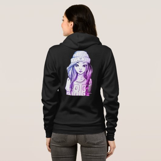 女性のフード付とスウェットシャツ パーカ (裏面フル)