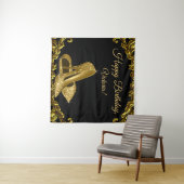女性のブラックゴールドシューズ バースデーパーティー SQ 背景 タペストリー (インサイチュ(横))