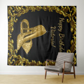 女性のブラックゴールドシューズ バースデーパーティー XL 背景 タペストリー (インサイチュ(横))