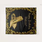 女性のブラックゴールドシューズ バースデーパーティー XL 背景 タペストリー (正面(横))