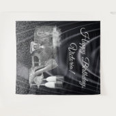 女性のブラックシルバーシューズ誕生日パーティー背景 タペストリー (正面(横))