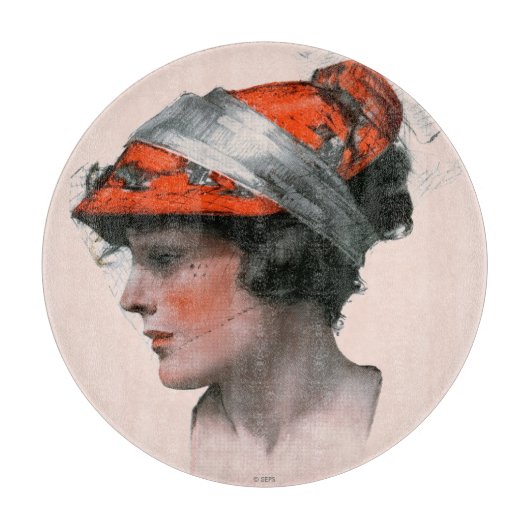 女性のプロフィール カッティングボード (正面)