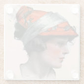 女性のプロフィール ガラスコースター (裏面)