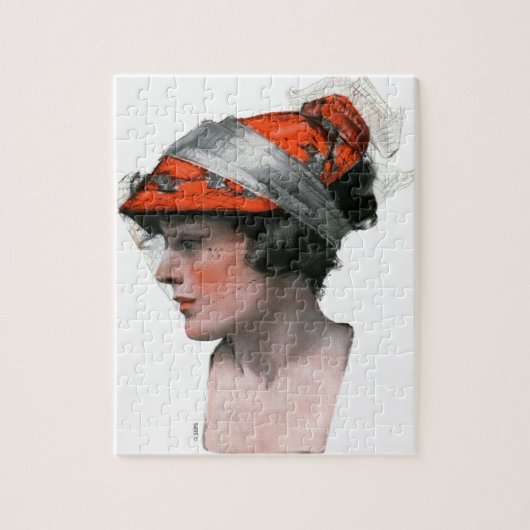 女性のプロフィール ジグソーパズル (縦)