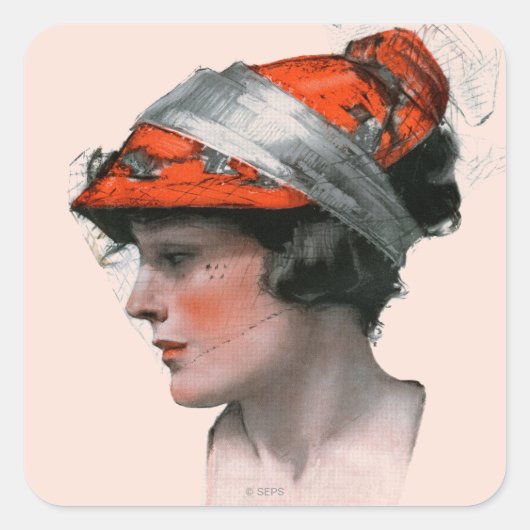 女性のプロフィール スクエアシール (正面)