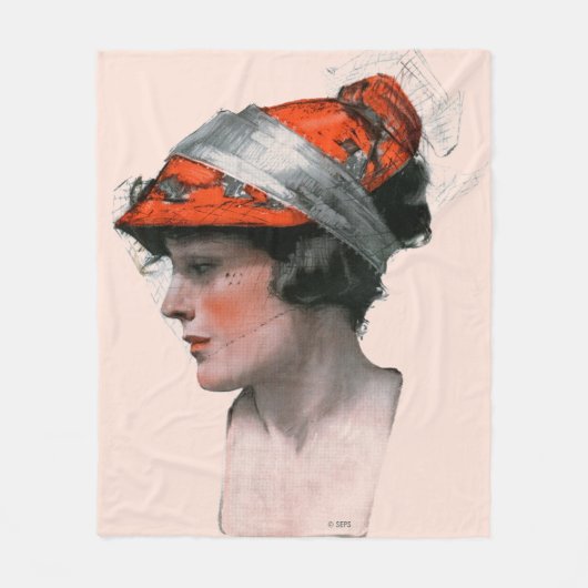 女性のプロフィール フリースブランケット (正面)