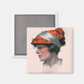 女性のプロフィール マグネット (正面/裏面)