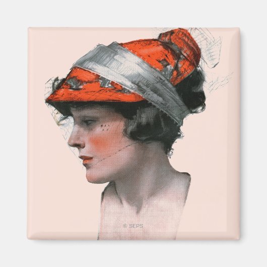 女性のプロフィール マグネット (正面)