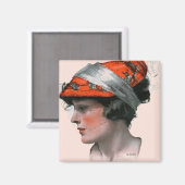 女性のプロフィール マグネット (正面/裏面)