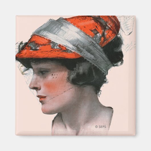 女性のプロフィール マグネット (正面)