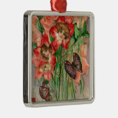 女性のヘッド花とのハッピーイースター メタルオーナメント (右)