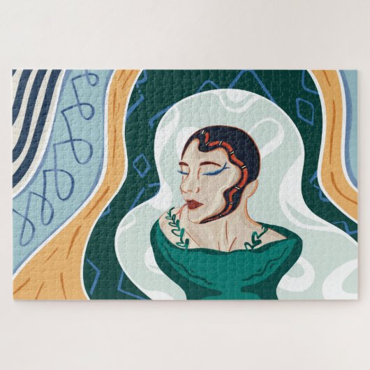 女性のヘビ – スネークヘッドレディ ジグソーパズル (横)