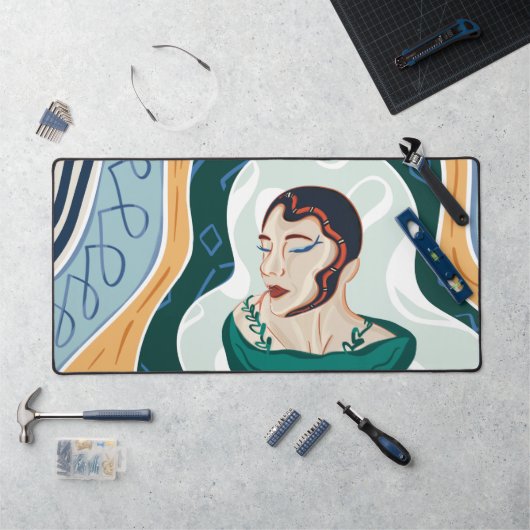 女性のヘビ – スネークヘッドレディ デスクマット (ワークステーション)