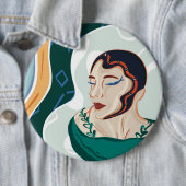 女性のヘビ – スネークヘッドレディ 缶バッジ (インサイチュ)