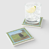 女性のベルト付きのガロウェイ牛 ストーンコースター (横)