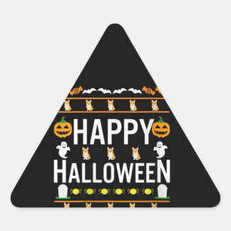 女性のペンブロークコーギハロウィーンの怠惰な醜い衣装 三角形シール