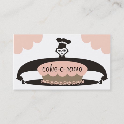 女性のペーストリー作りの職人のサービングはケーキの名刺を曇らしました 名刺 (正面)