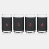 女性のホーの写真を持つ赤とベージュのスカーフ ガラス缶 (裏面)