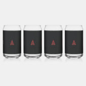 女性のホーの写真を持つ赤とベージュのスカーフ ガラス缶 (正面)