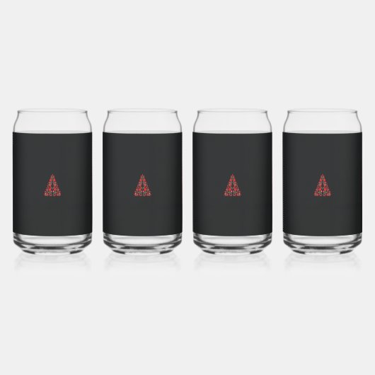 女性のホーの写真を持つ赤とベージュのスカーフ ガラス缶 (正面)