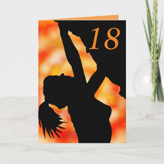女性のボルダリング、18誕生日カード カード (正面)