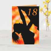 女性のボルダリング、18誕生日カード カード (黄色い花)