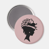 女性のボンネット7赤面ピンクAH2010 マグネット (正面/裏面)