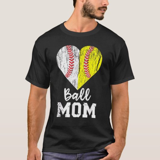 女性のボールママ野球ソフトボールママチームスポーツ Tシャツ (正面)