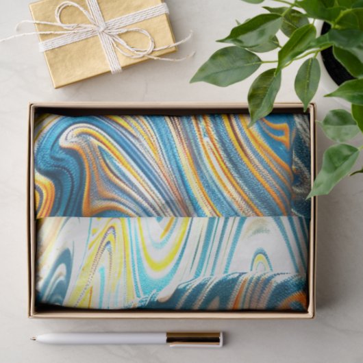 女性のポートレートが溶けた大理石効果のデコページ 薄葉紙 (ギフト)