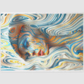 女性のポートレートが溶けた大理石効果のデコページ 薄葉紙 (正面)