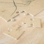 女性のポートレートと鳥のスカルと翼Surreal ジグソーパズル (側面)