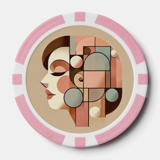 女性のポートレートを持つ製品 ポーカーチップ (正面)