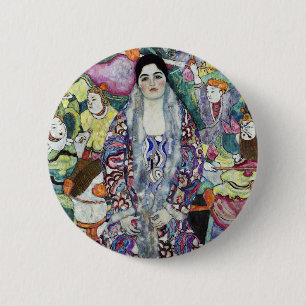 女性のポートレート絵画バイグスタフクリムト 缶バッジ
