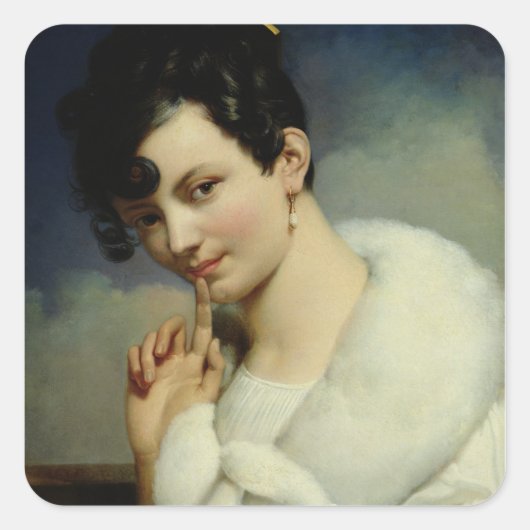 女性のポートレート3 スクエアシール (正面)