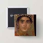 女性のポートレート、ロマノエジプトFayumから 缶バッジ (正面&裏面)