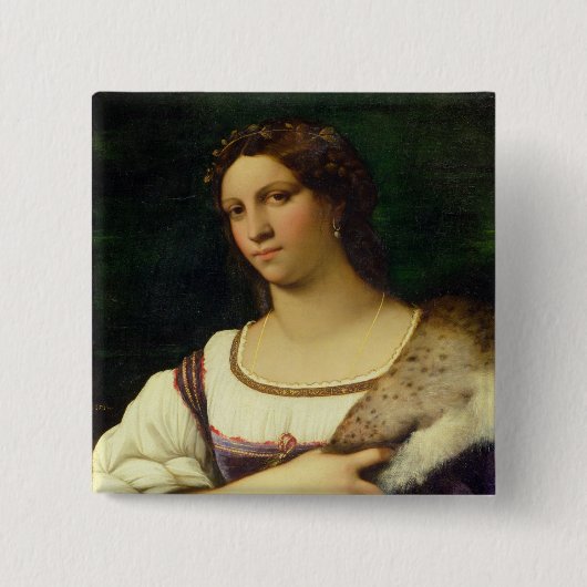 女性のポートレート、1512年(キャンバスの油) 缶バッジ (正面)