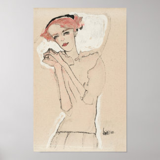 女性のポートレート（1910年）Egon Schiele著 ポスター