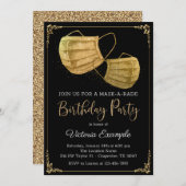 女性のマスカレードバースデーパーティー 招待状 (正面/裏面)