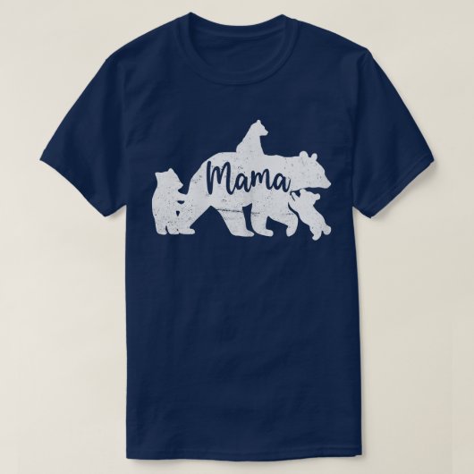 女性のママのクマ3つのキューブ、ママのベアーシャツ、モ Tシャツ (デザイン正面)