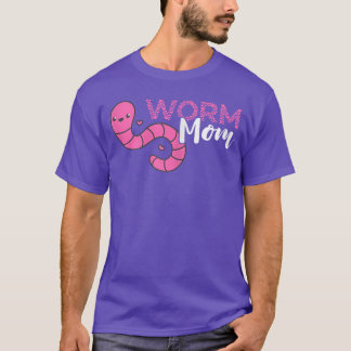女性のミミズ農家ママ母親バーミキュラー赤いワーム Tシャツ