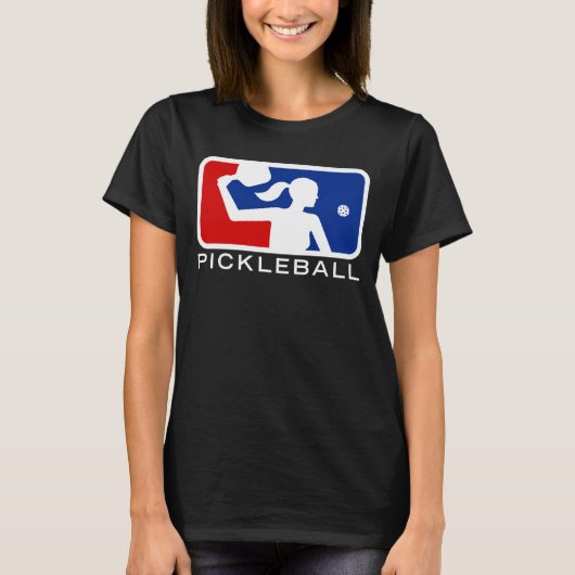 女性のメジャーリーグのPickleballのTシャツ(黒) Tシャツ (正面)
