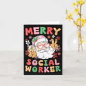 女性のメリーソーシャルワーカークリスマスのソーシャルワーカー カード (黄色い花)